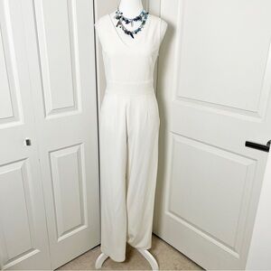 Forever 21 White Crisscross Back Jumpsuit – Elegant Wide-Leg Design, XS